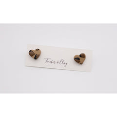 Leopard Heart Studs - Timber and Clay